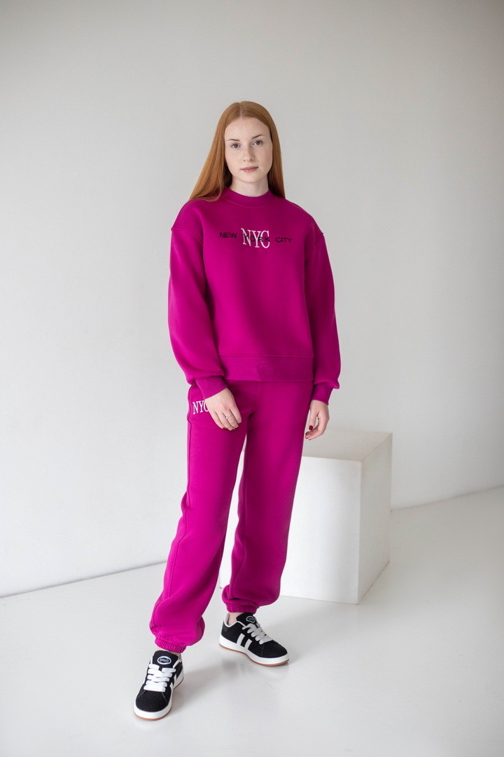 Жіночий теплий костюм oversize із триниткового футера з начосом